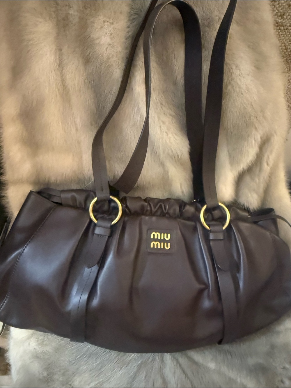 Miu Miu Dark Brown Leather Shoulder Bag - Picture 4 of 8